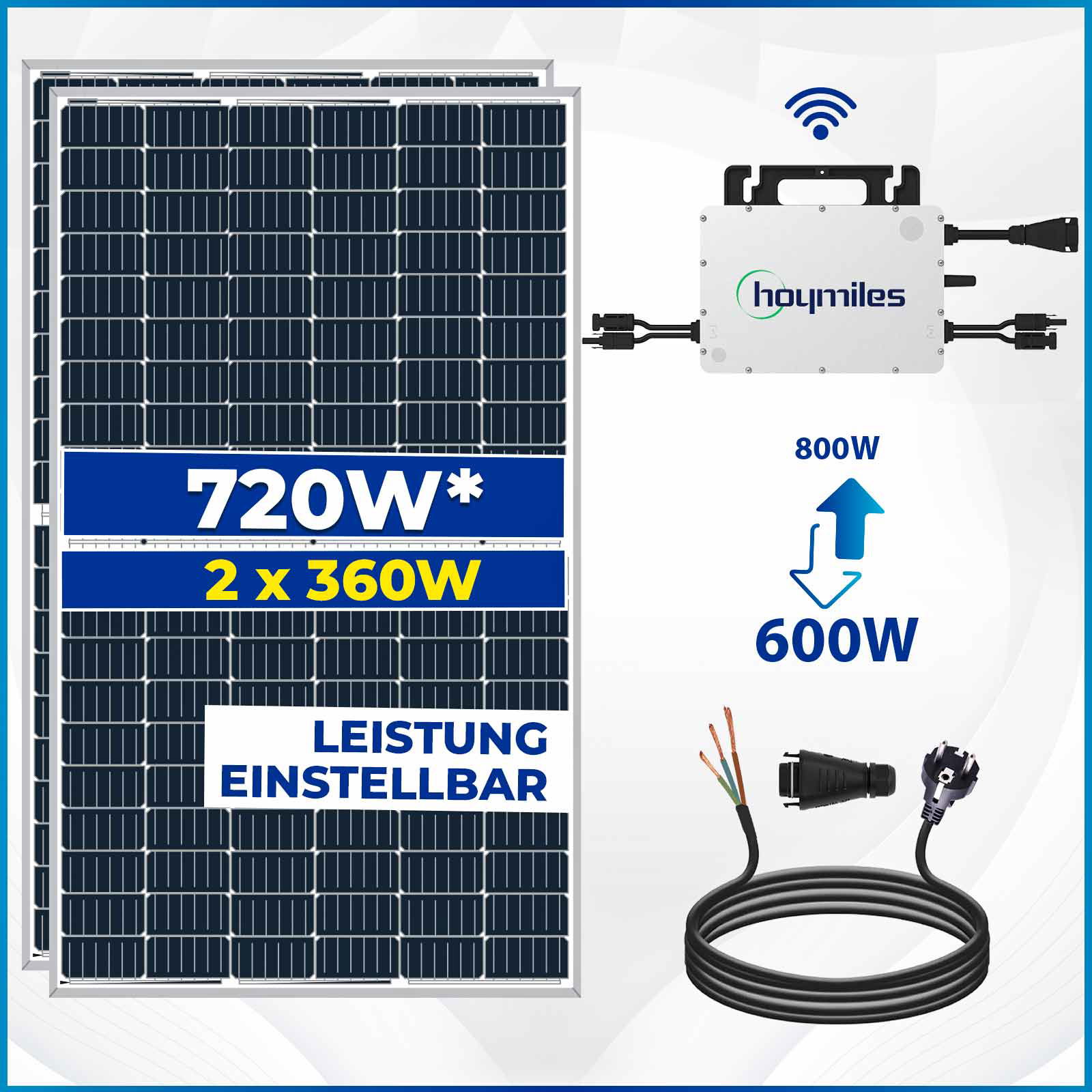 1000 Watt Balkonkraftwerk Photovoltaik Solaranlage Steckerfertig WIFI Smart