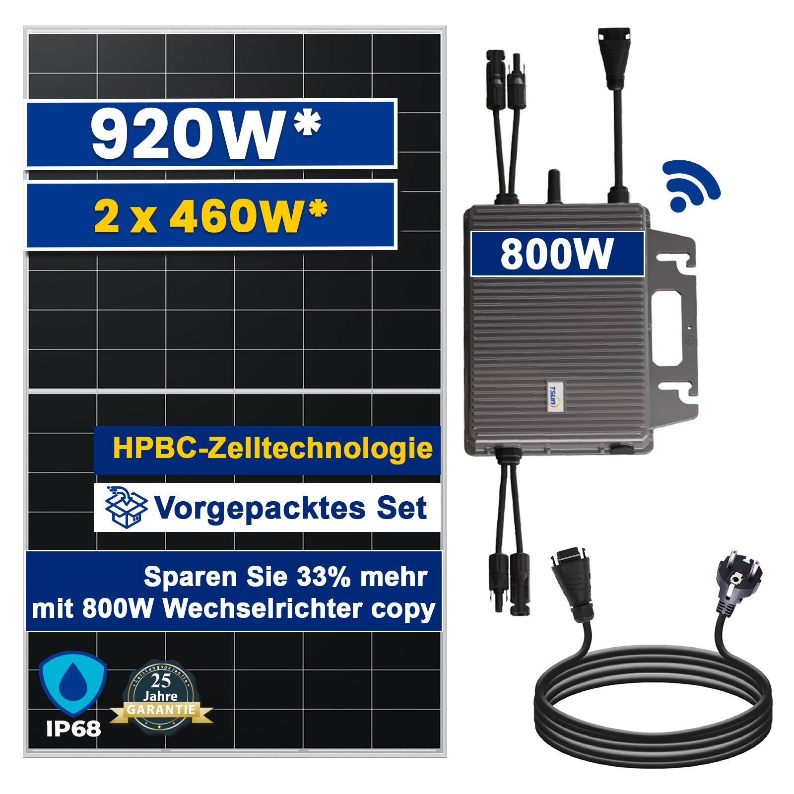 1000 Watt Balkonkraftwerk Photovoltaik Solaranlage Steckerfertig WIFI Smart